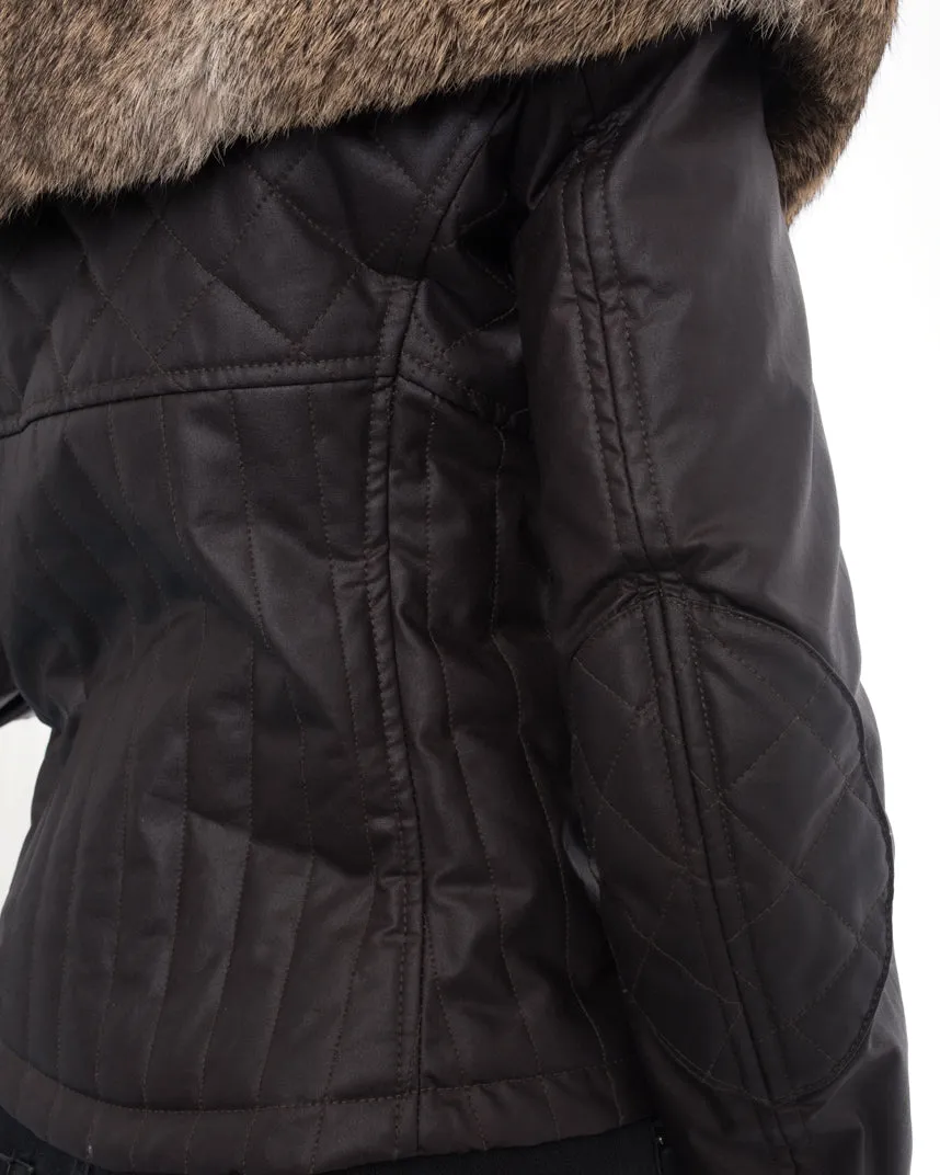 Belstaff Brown Zip Moto Jacket with Rabbit Fur Collar - 4