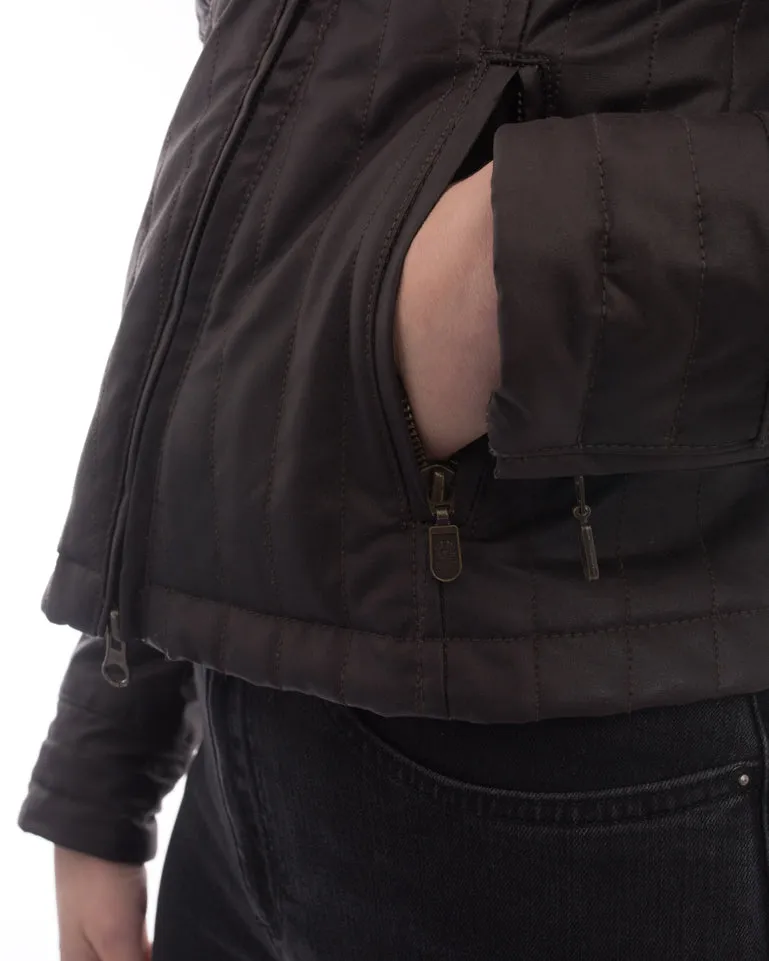 Belstaff Brown Zip Moto Jacket with Rabbit Fur Collar - 4