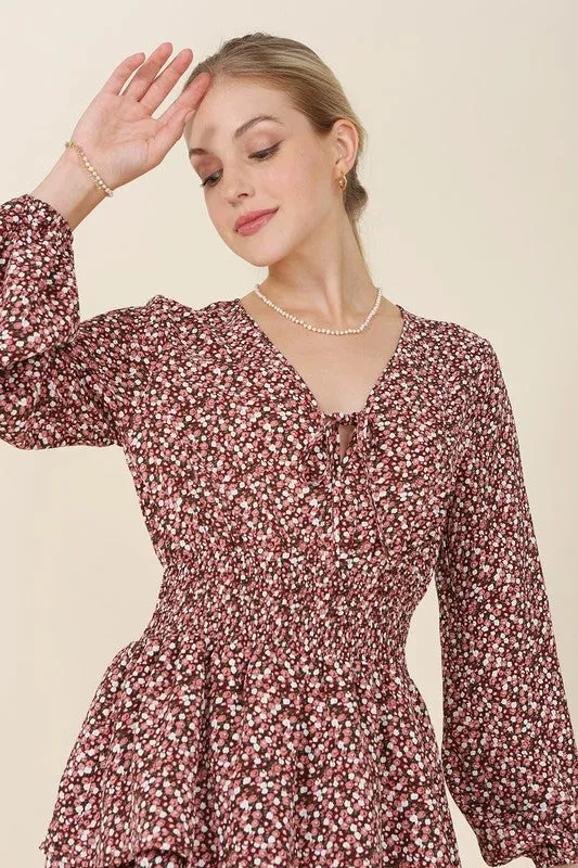 Blossom Breeze Floral Long Sleeve Mini Dress