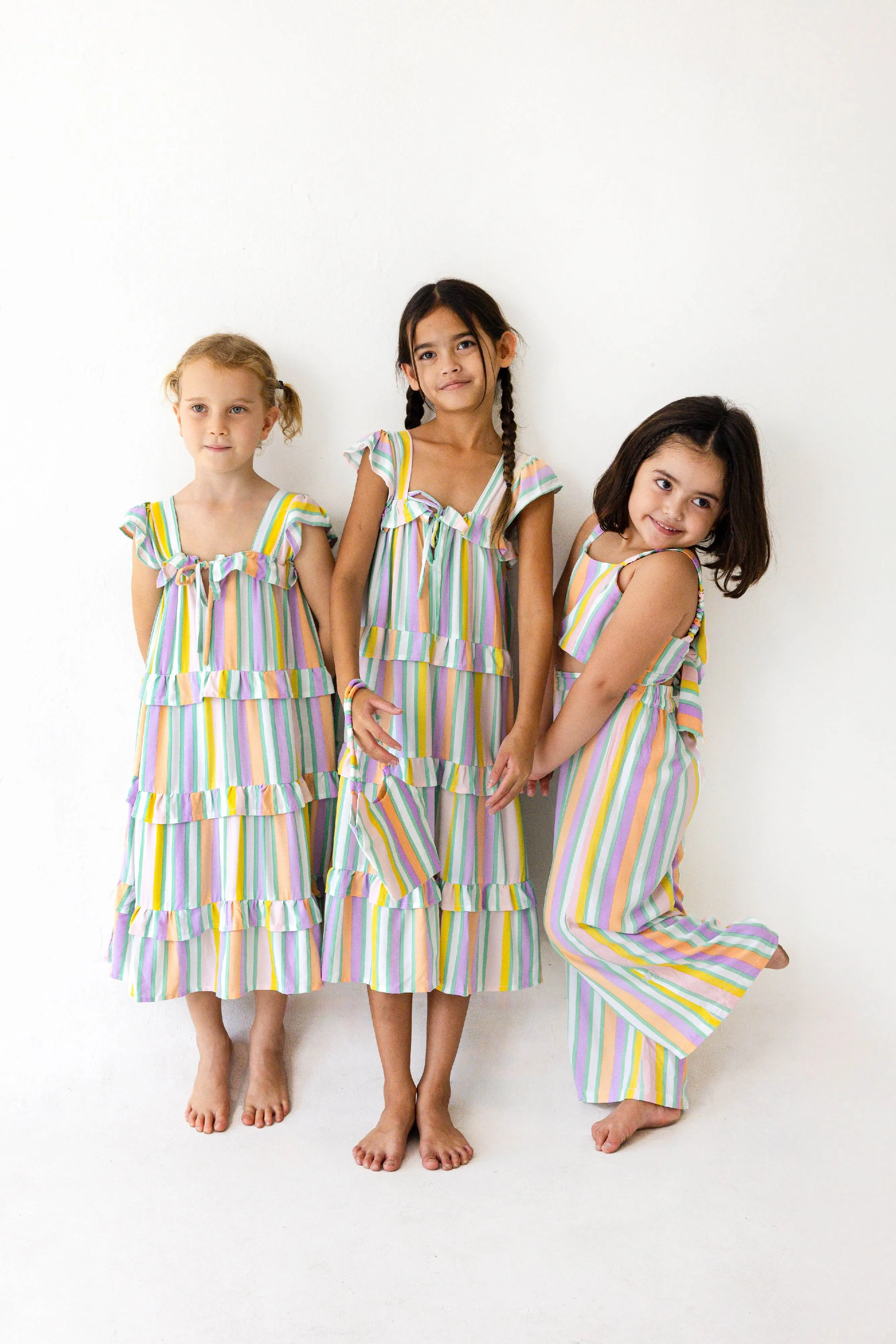 Carol Maxi Dress in Rainbow Stripes