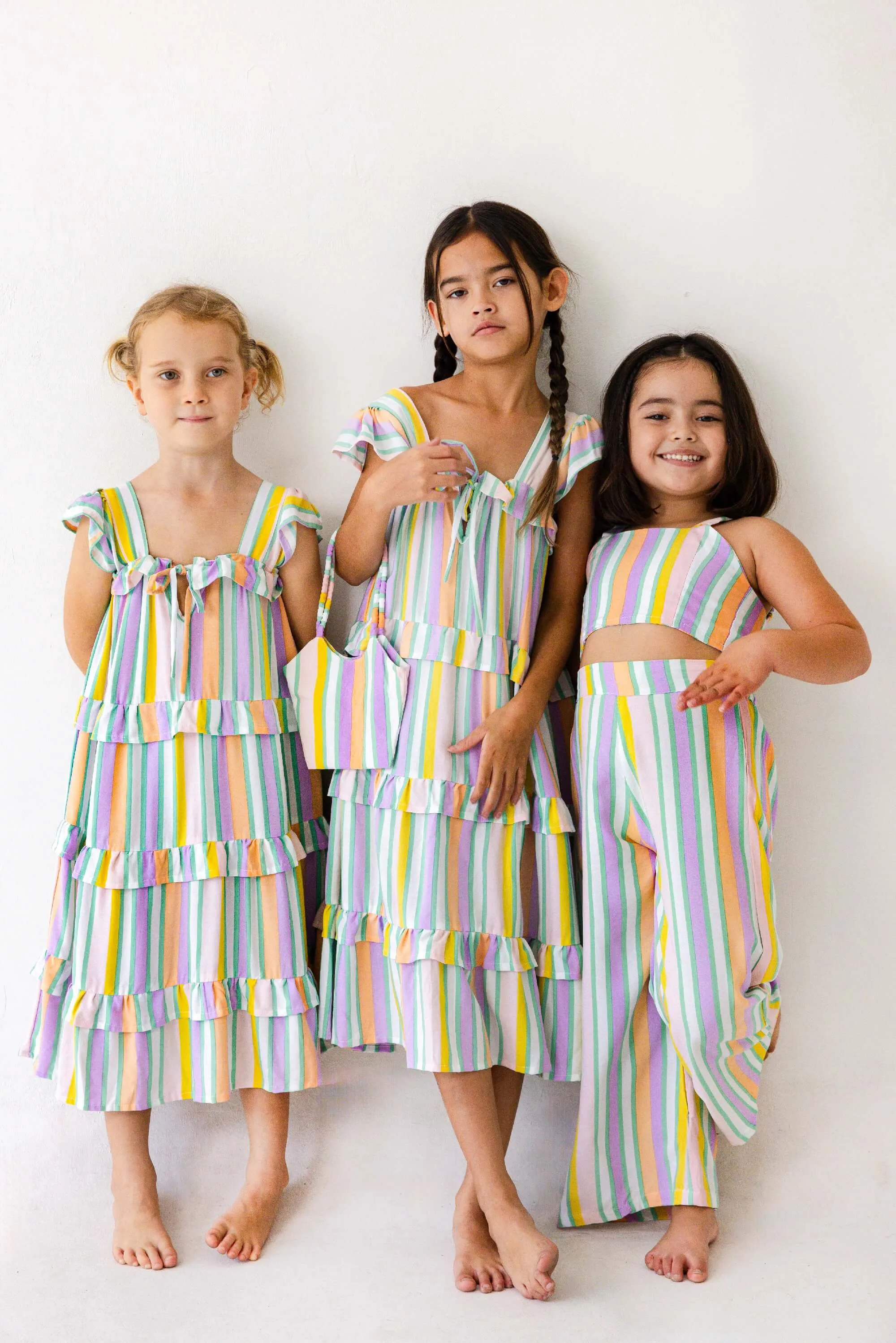 Carol Maxi Dress in Rainbow Stripes