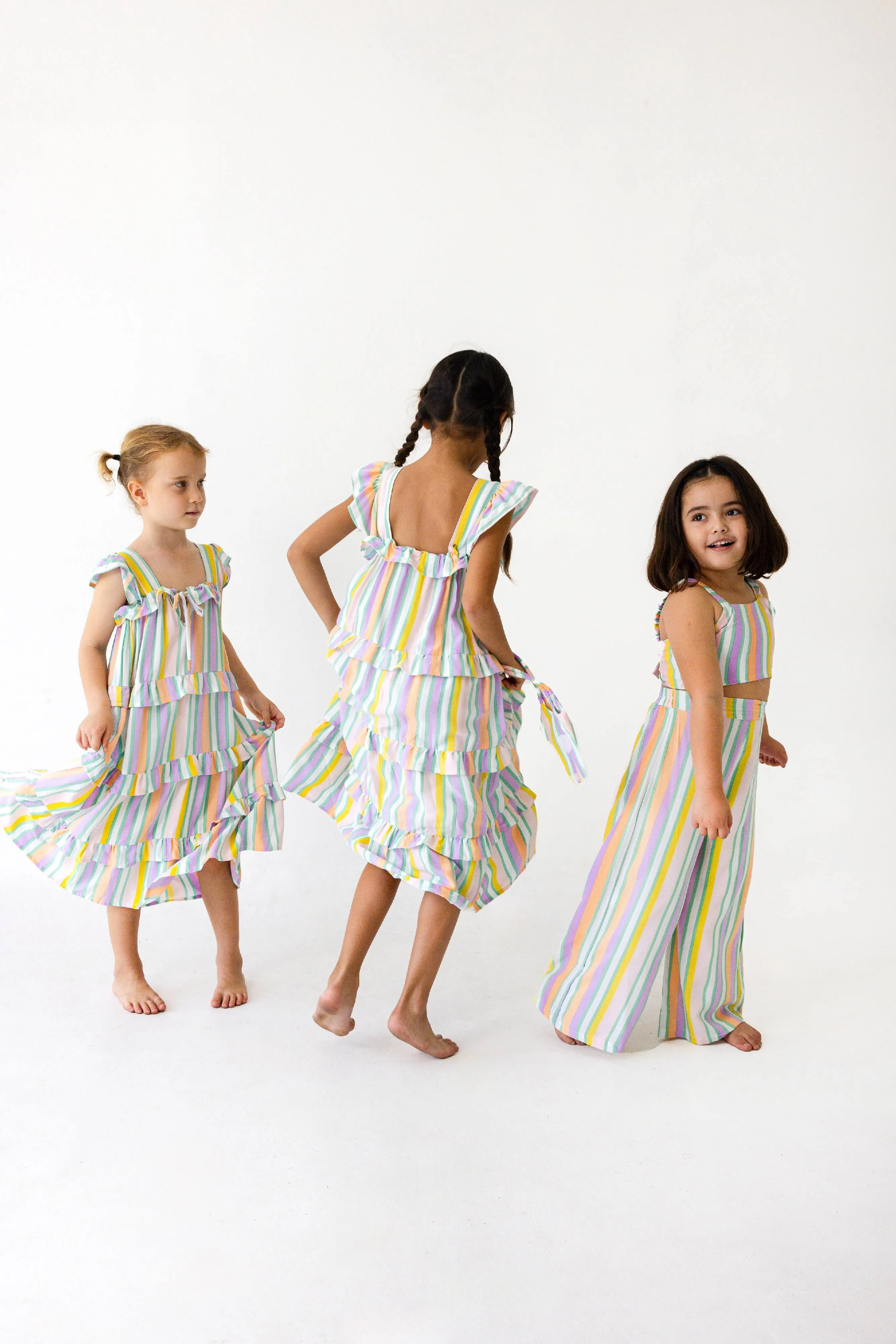 Carol Maxi Dress in Rainbow Stripes