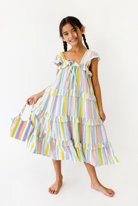 Carol Maxi Dress in Rainbow Stripes