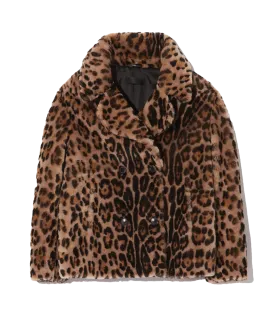 Cleophee Shearling Coat in Leopard Print