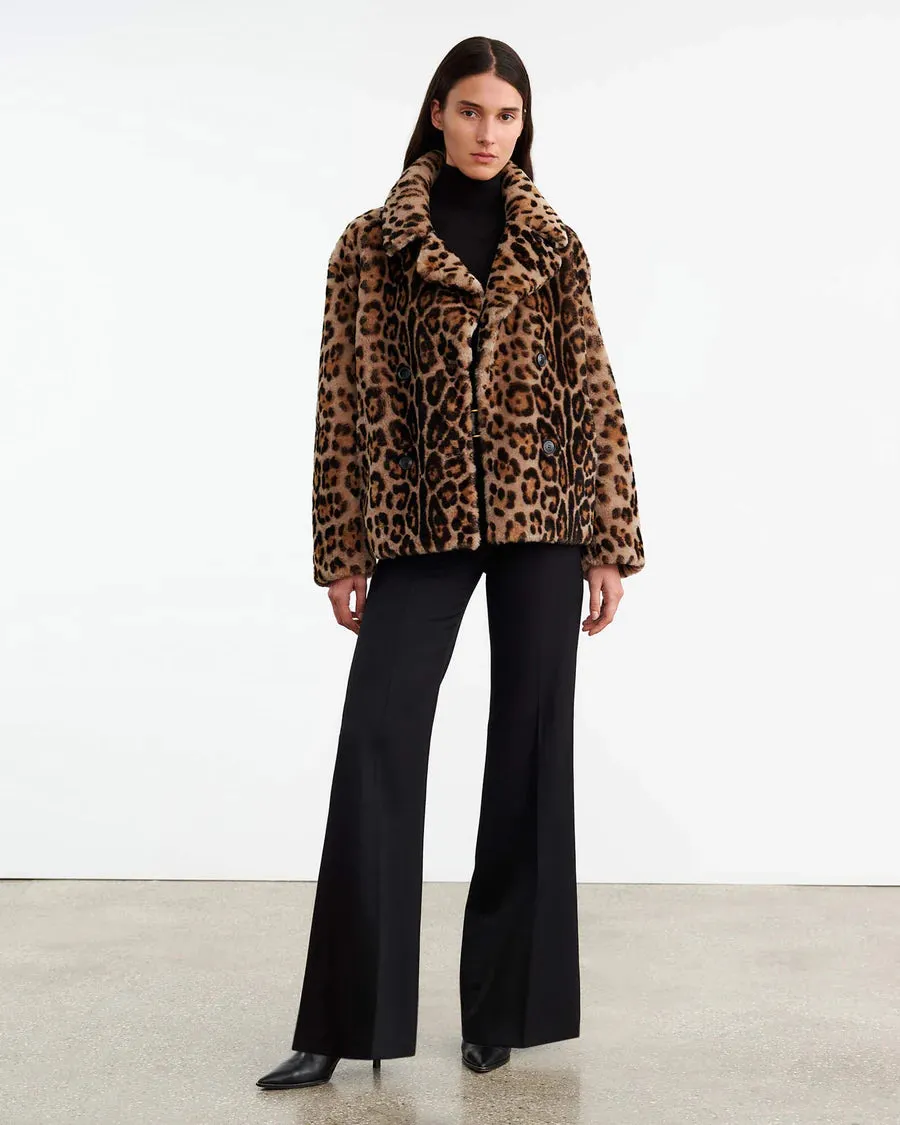 Cleophee Shearling Coat in Leopard Print