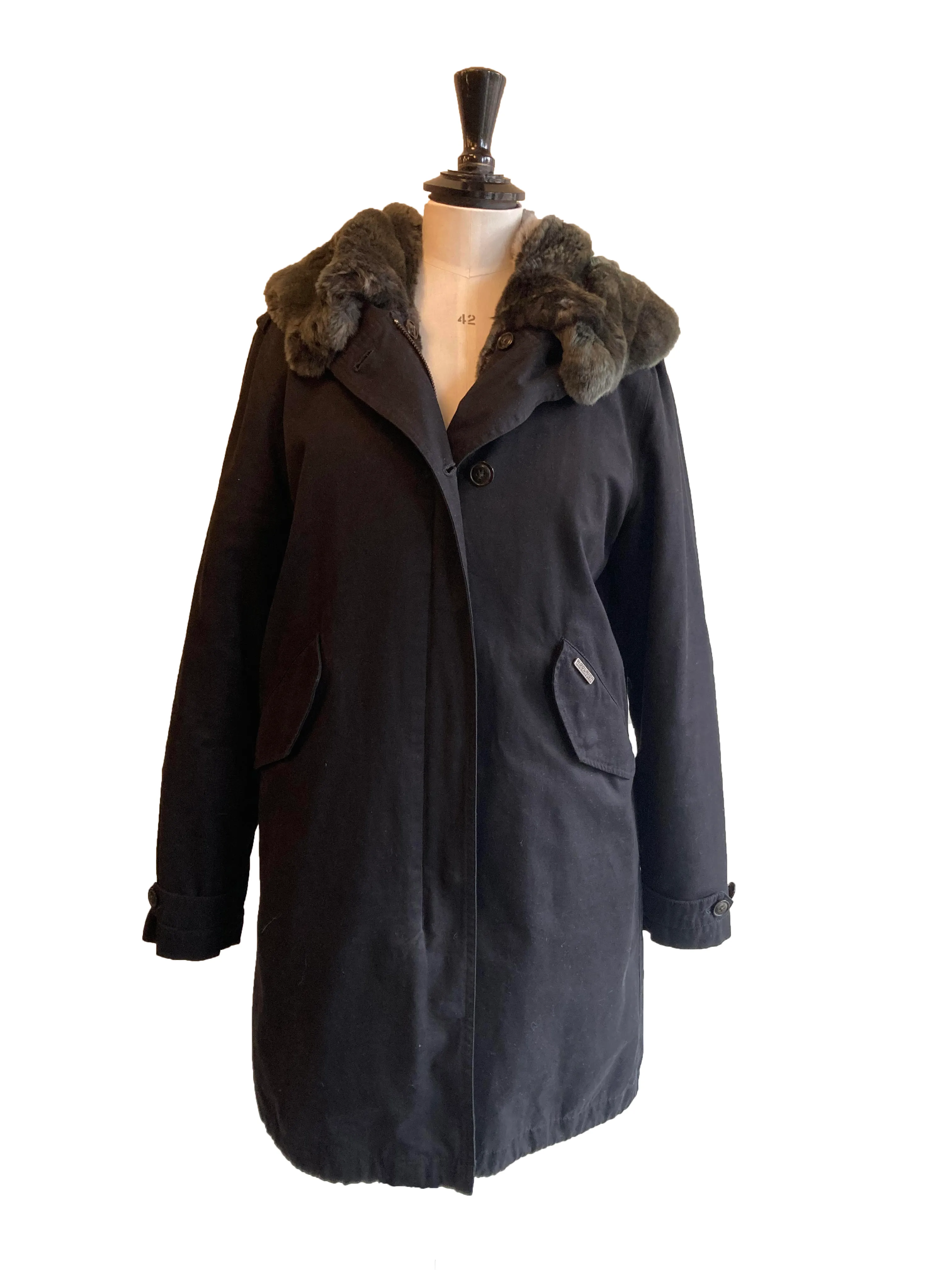 Cotton Jacket with Rabbit Trim