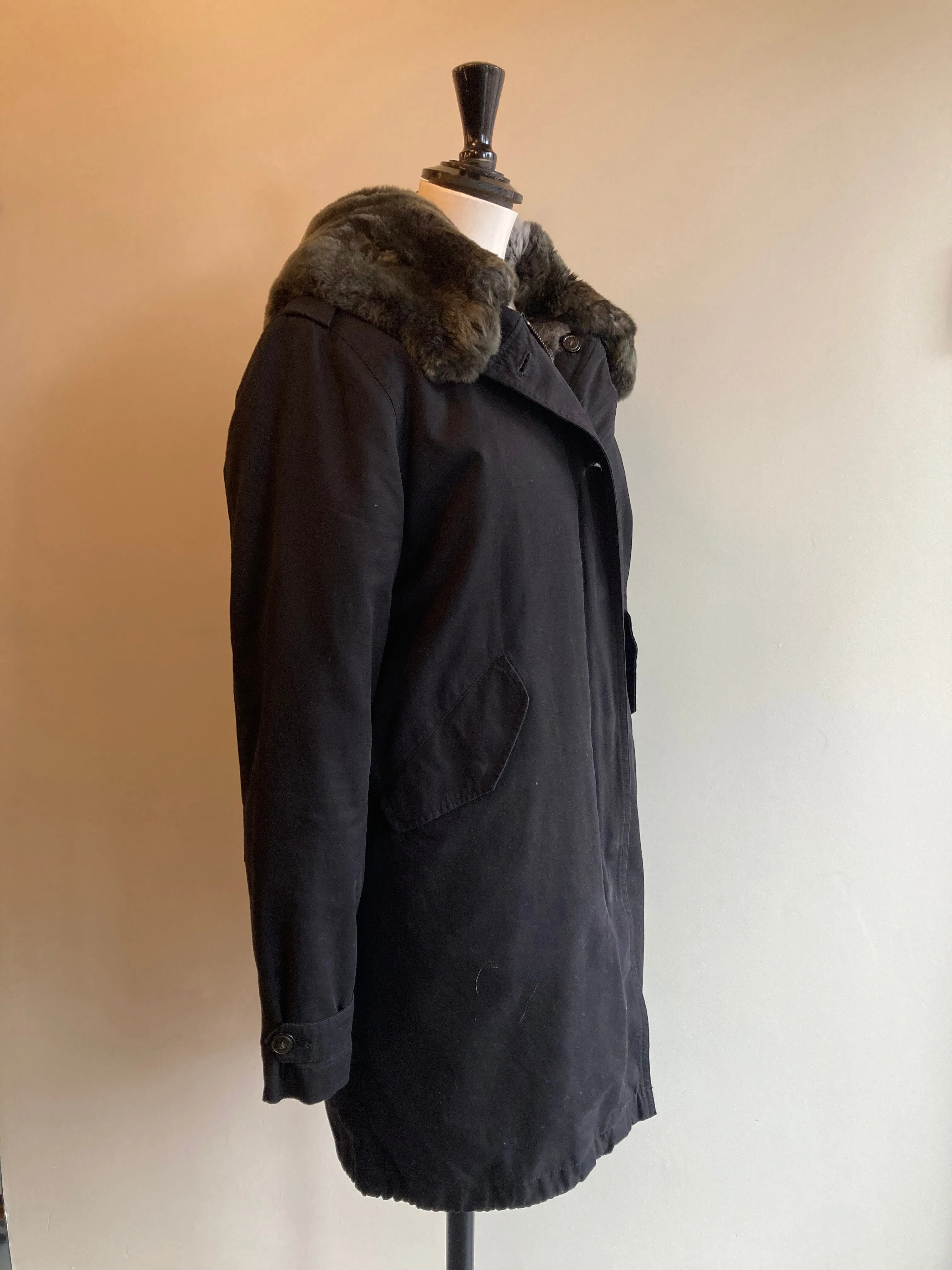 Cotton Jacket with Rabbit Trim