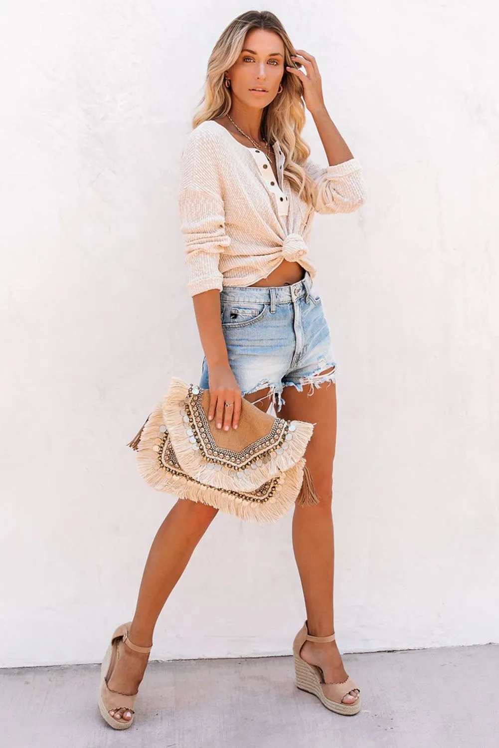 Cotton Knit Grommet Top
