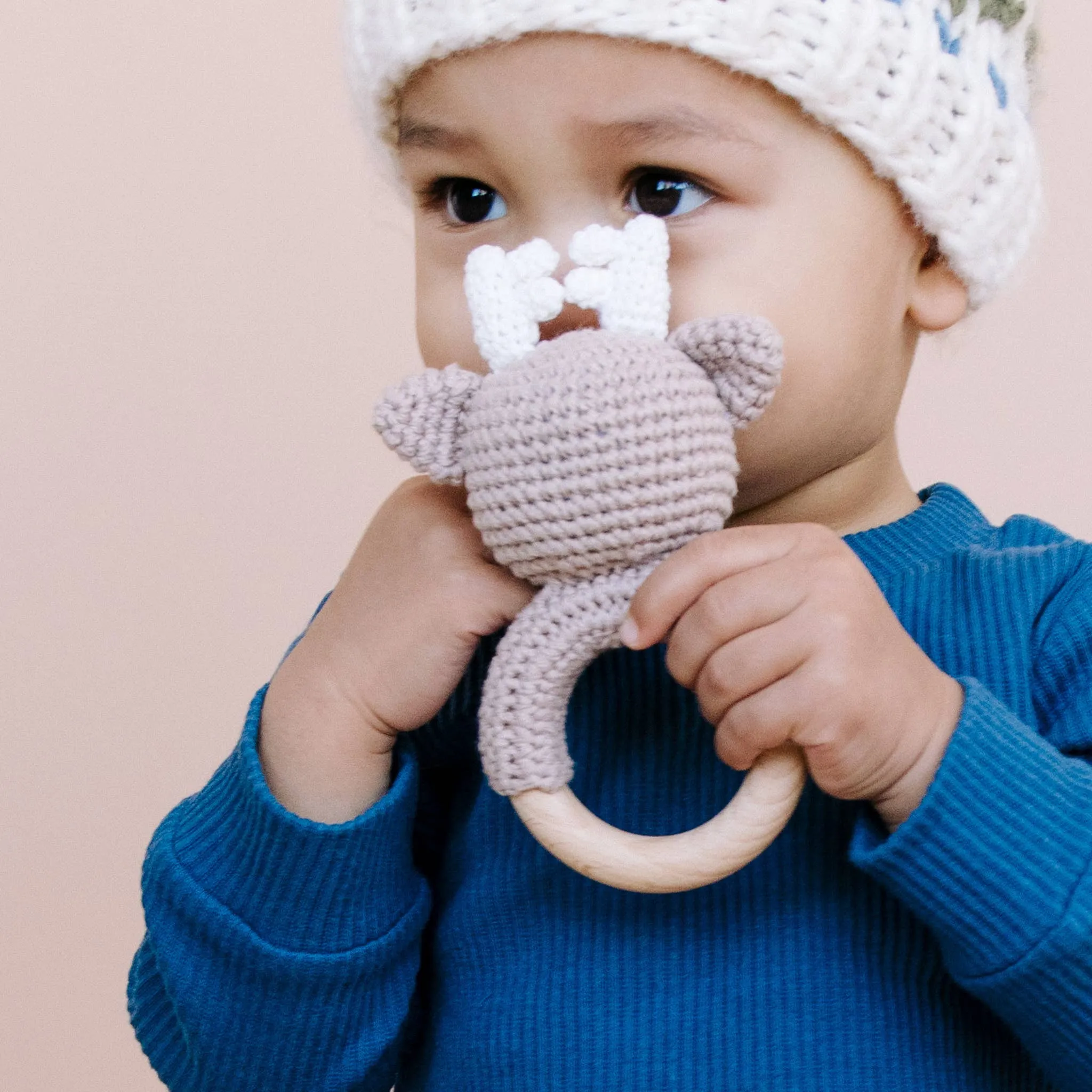 Cotton Rattle Teether Deer | Baby Christmas Stocking Stuffer