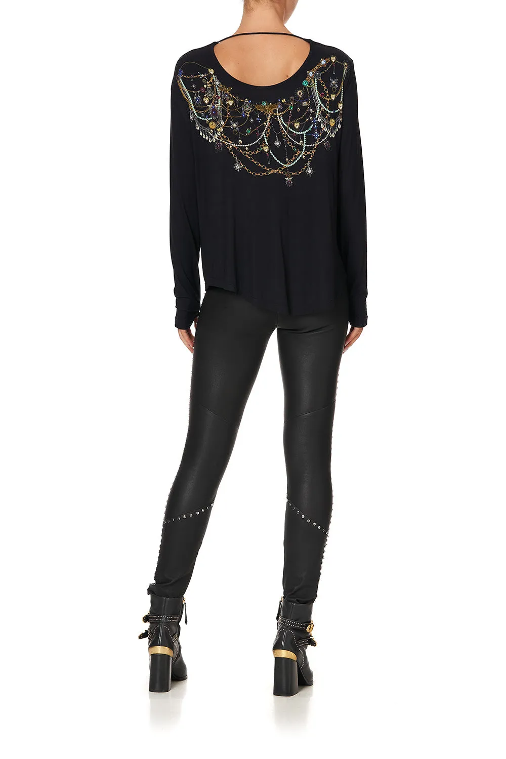 COWL BACK LONG SLEEVE TEE PUNK OF PRIMROSE