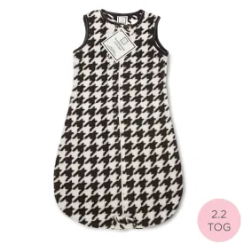 Cozy Non-Weighted zzZipMe Sack - Soft Black Puppytooth, Black & White