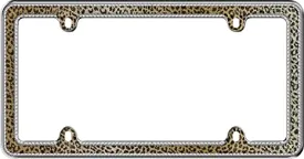 Cruiser Accessories 18517 Leopard Bling License Plate Frame, Chrome/Gold/Black/Clear