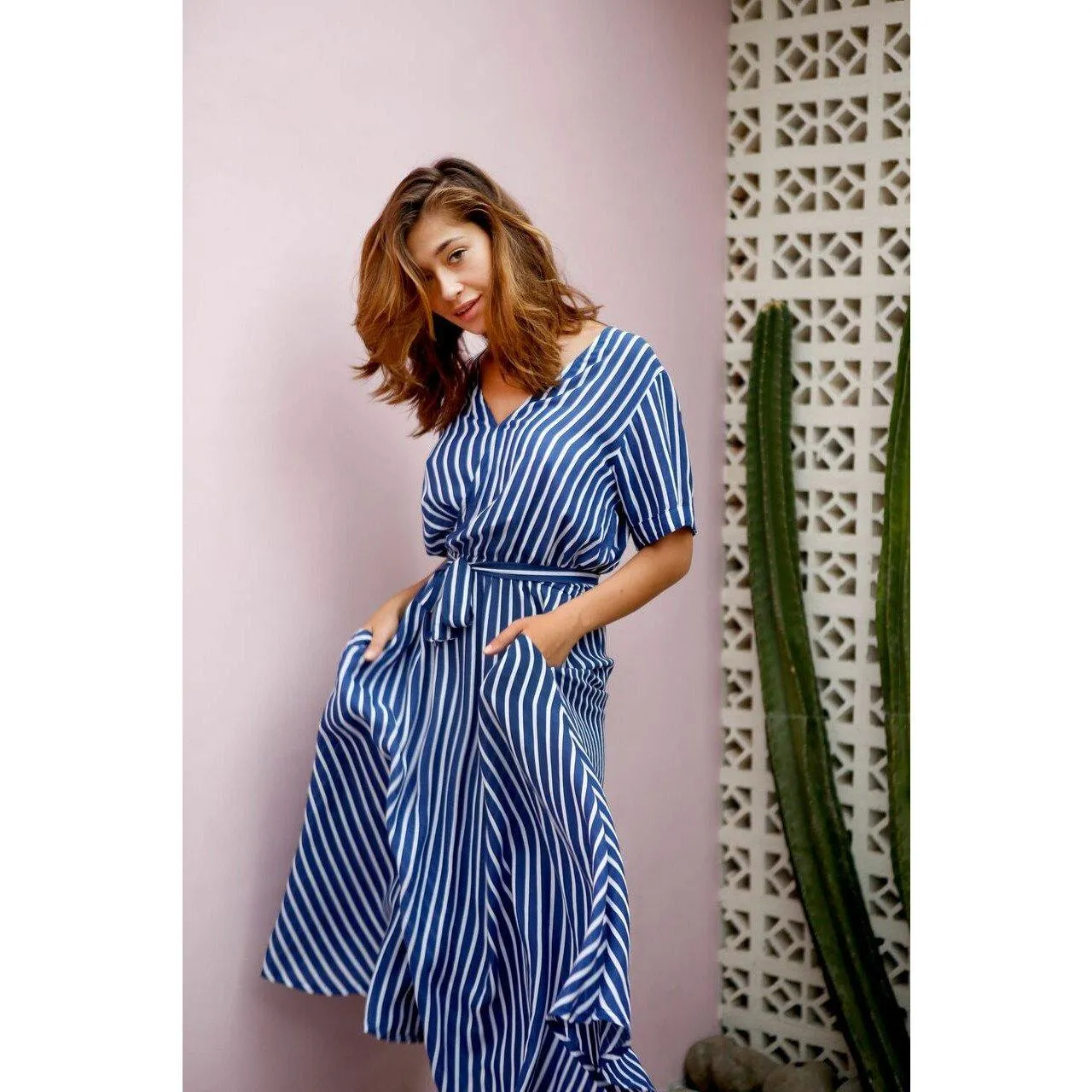 Dee Dress in Navy Stripes