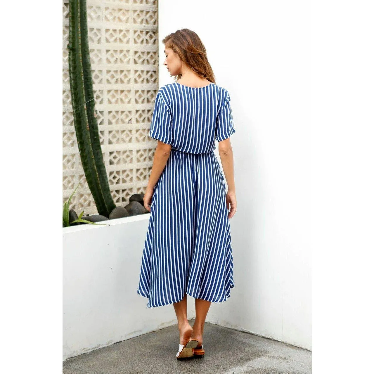 Dee Dress in Navy Stripes