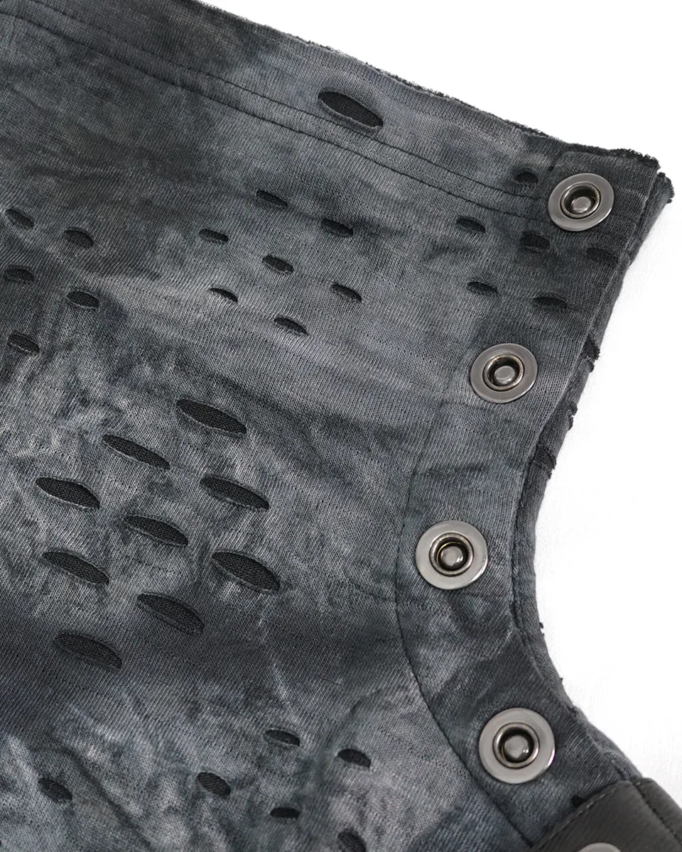 Devil Fashion Mens Apocalyptic Punk Broken Knit Top - Grey & Black
