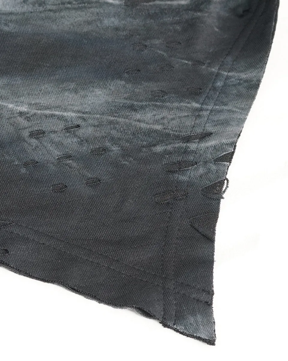 Devil Fashion Mens Apocalyptic Punk Broken Knit Top - Grey & Black