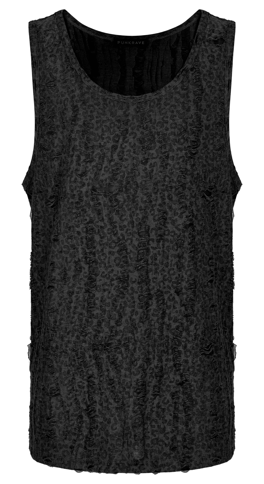 Distressed Leopard Print Punk Tank Top for Men