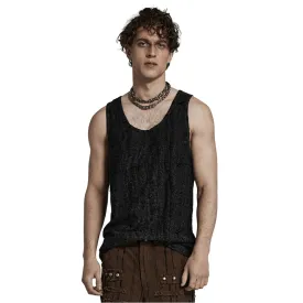 Distressed Leopard Print Punk Tank Top for Men