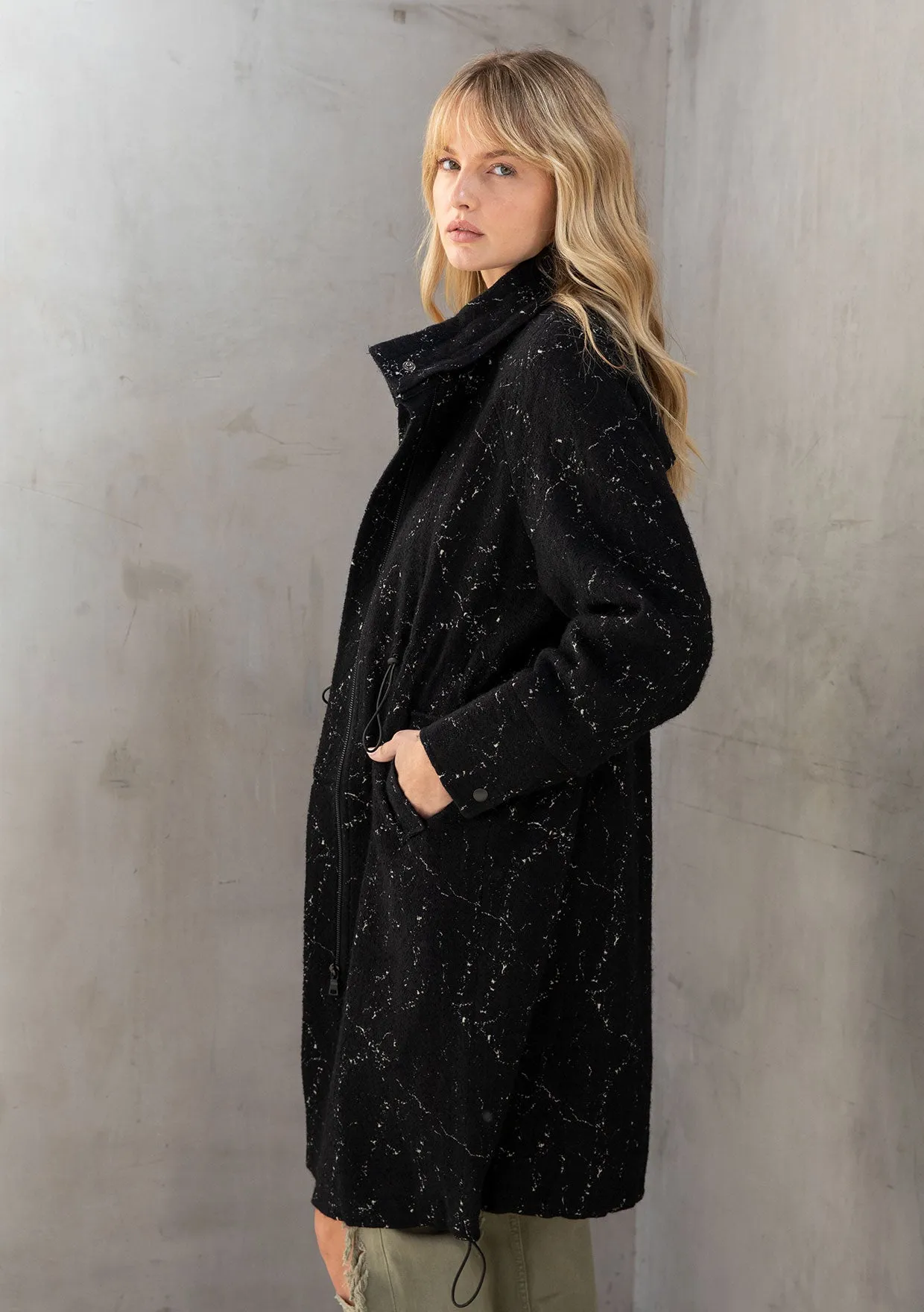 Edgy Long Sleeve Paint Splatter Coat