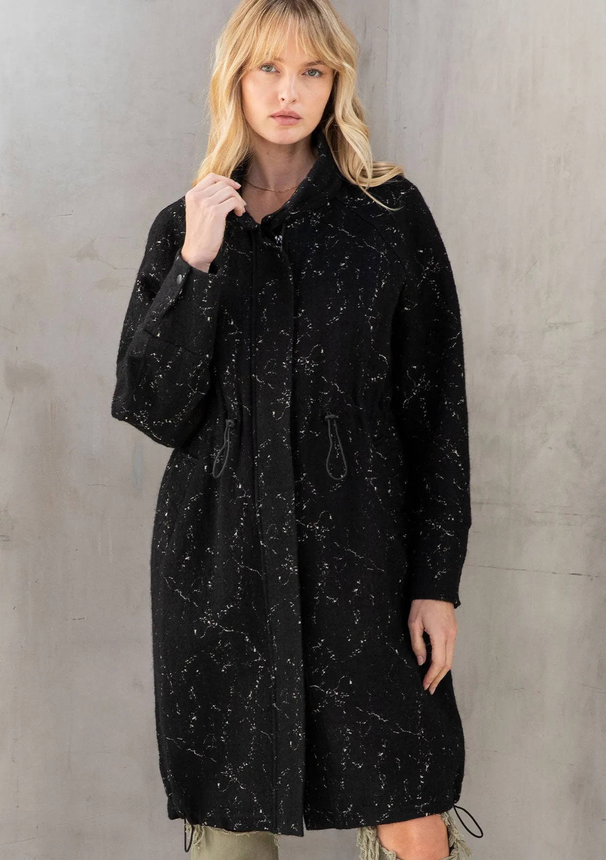 Edgy Long Sleeve Paint Splatter Coat