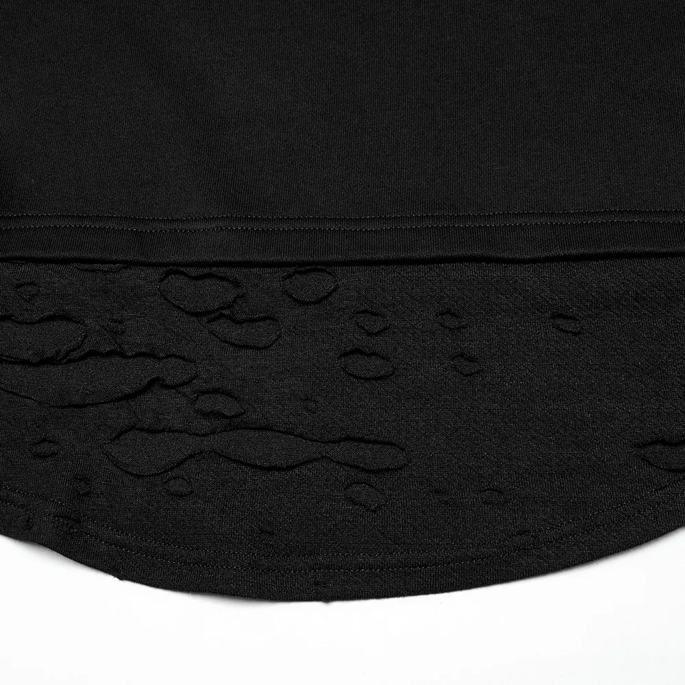 Edgy Punk Mesh-Sleeved Distressed Top for Men
