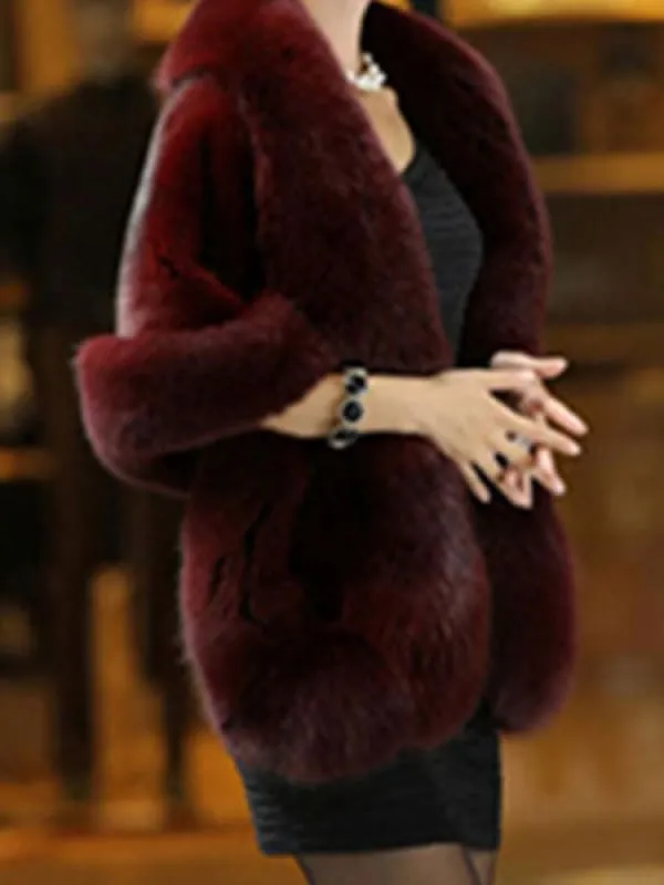 Faux Fur Jacket Women White Winter Wrap Shawl Poncho Cape Coat