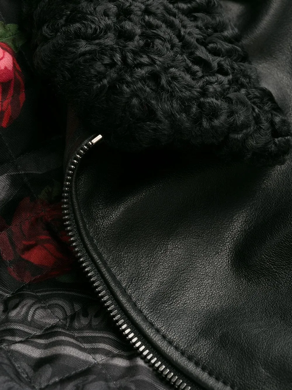 Fur Collar Zip-Up Biker Jacket