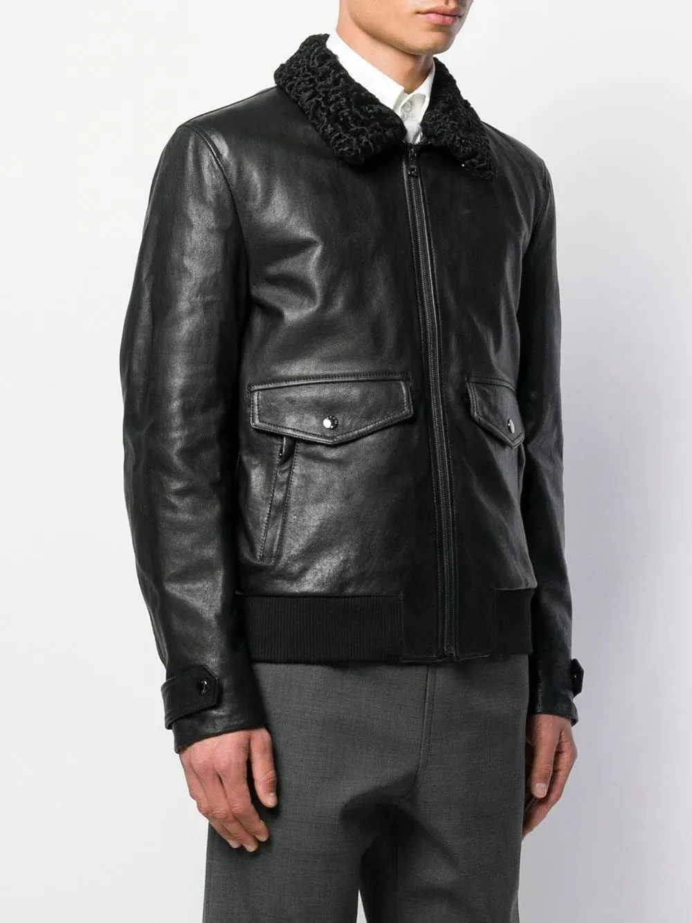 Fur Collar Zip-Up Biker Jacket