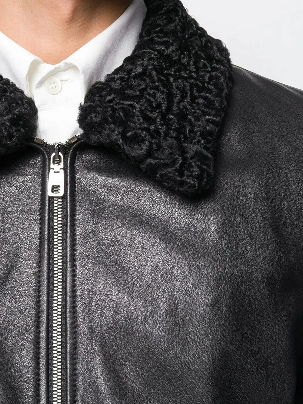 Fur Collar Zip-Up Biker Jacket