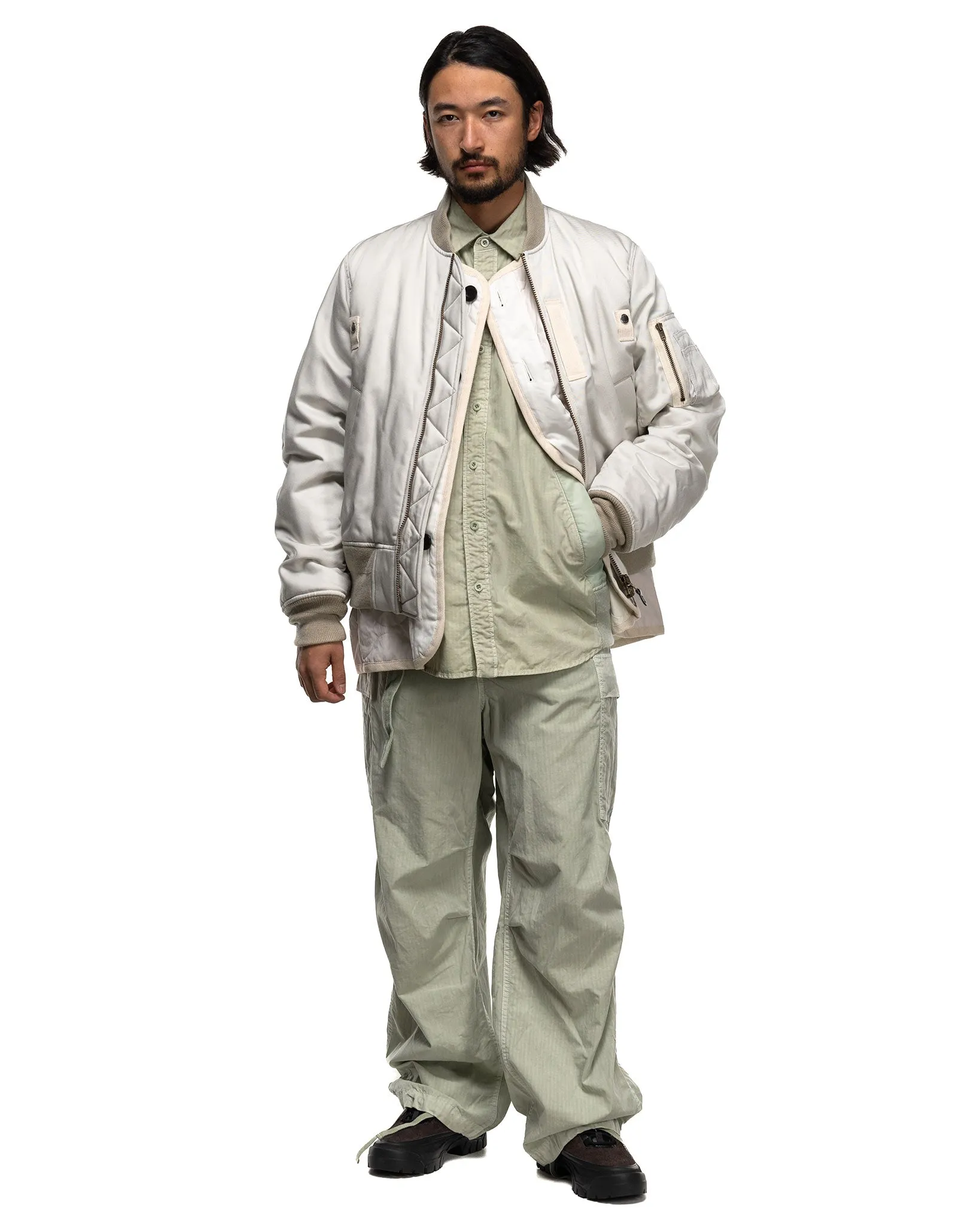 Garment Dye Rip Stop Pants Light Green
