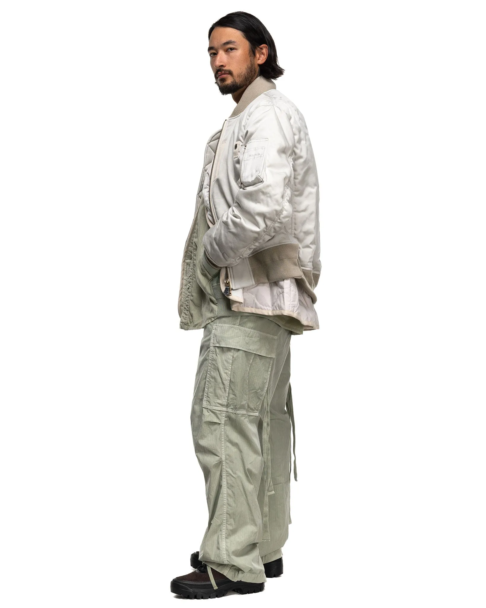 Garment Dye Rip Stop Pants Light Green