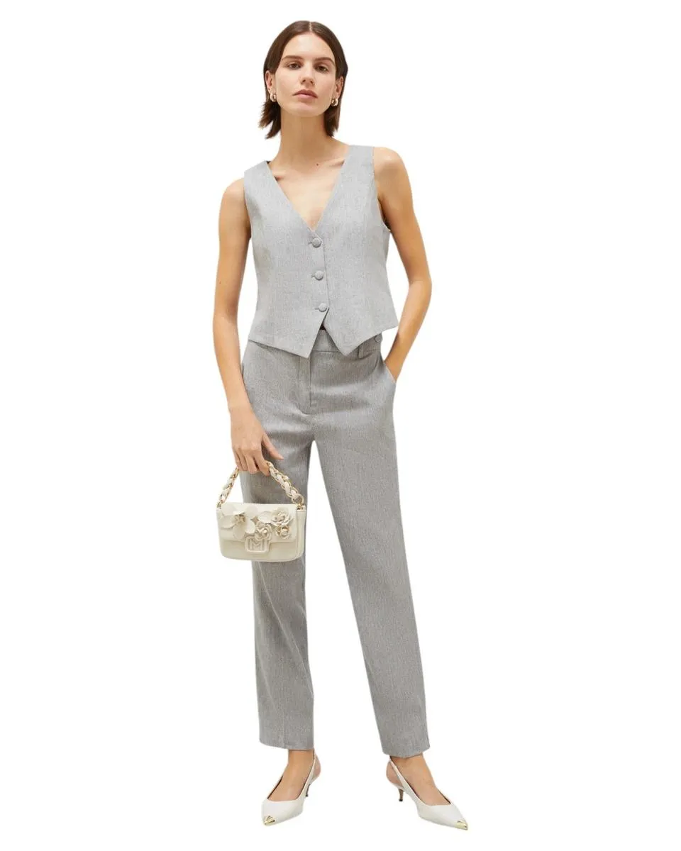 Gilet in Misto Viscosa con Scollo a V e Alamaro Regolabile