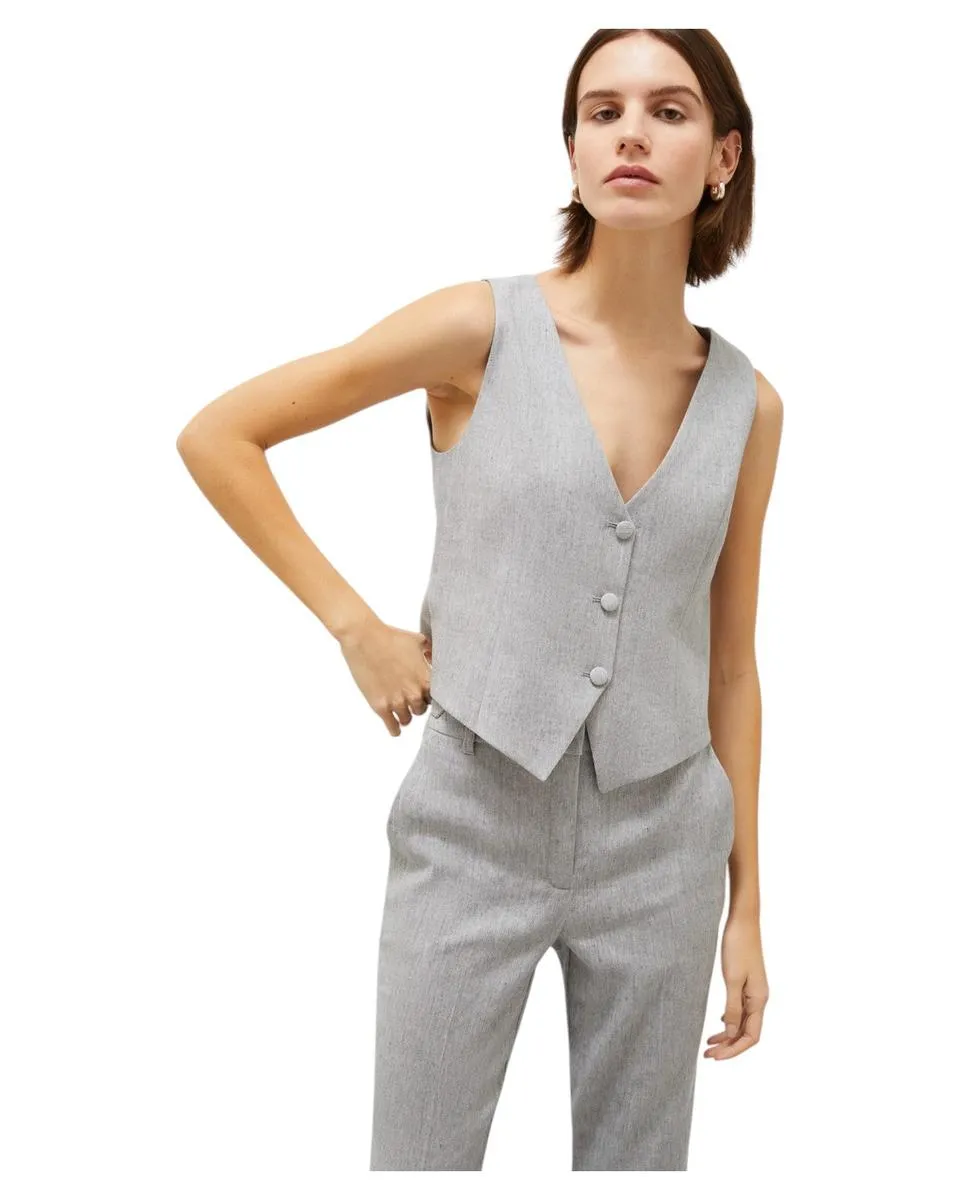 Gilet in Misto Viscosa con Scollo a V e Alamaro Regolabile