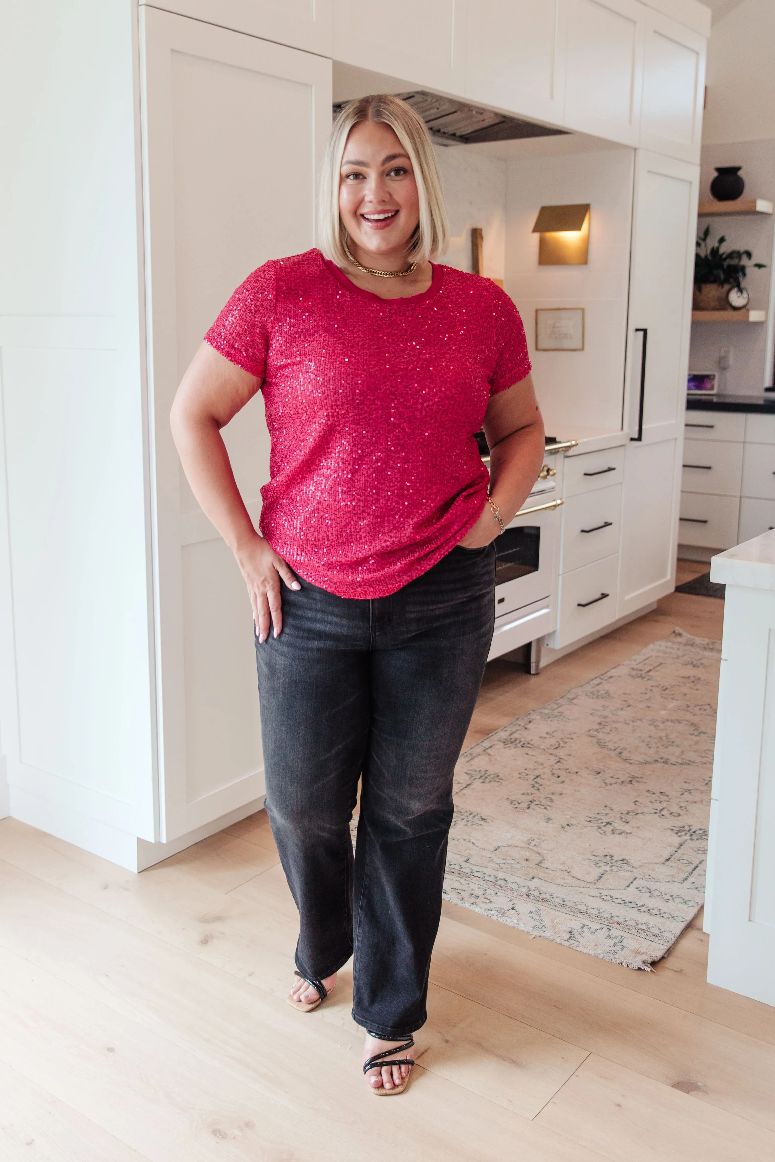 Glimmering Night Sequin Top in Hot Pink - 8/22/2023