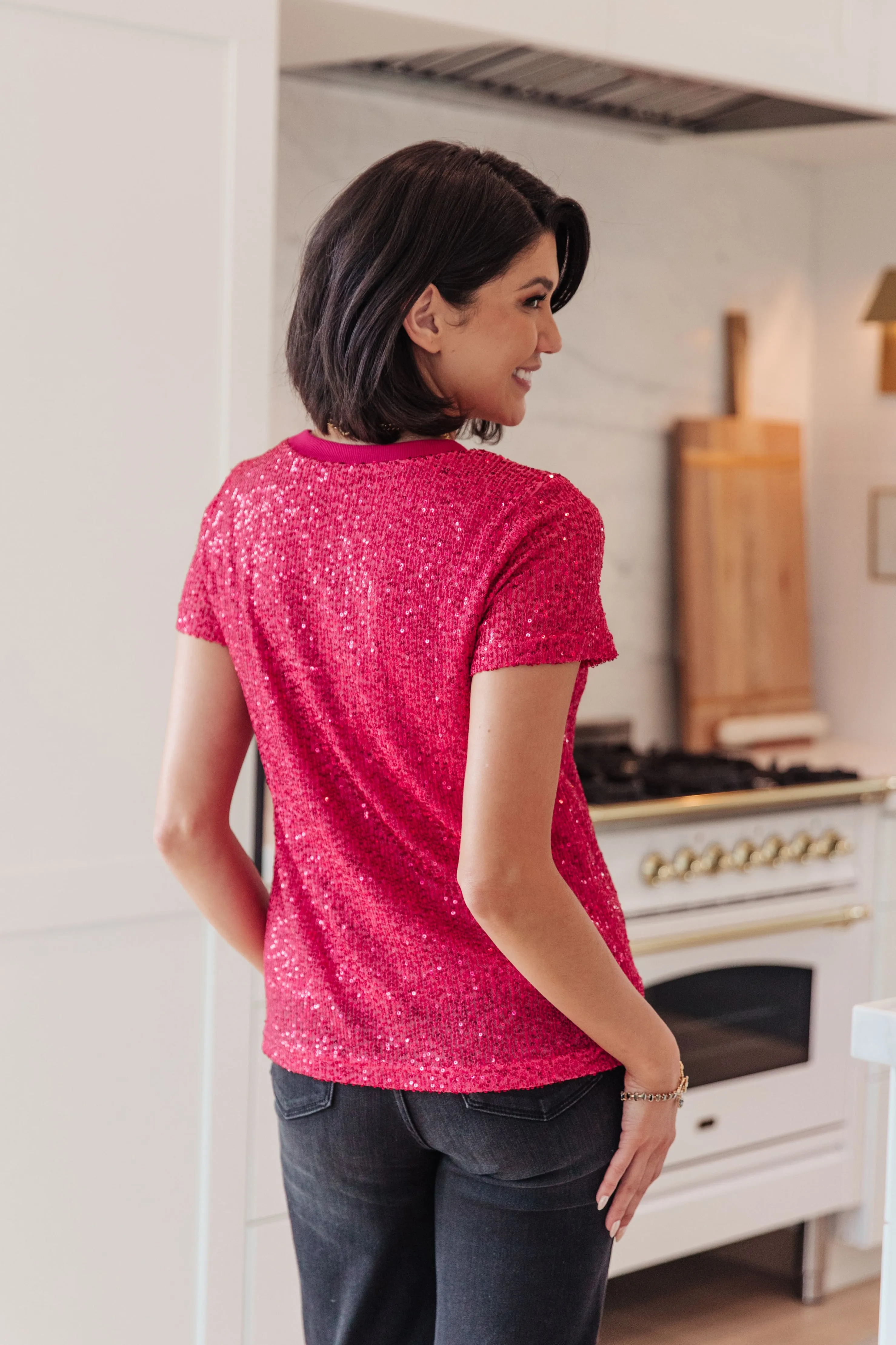 Glimmering Night Sequin Top in Hot Pink - 8/22/2023