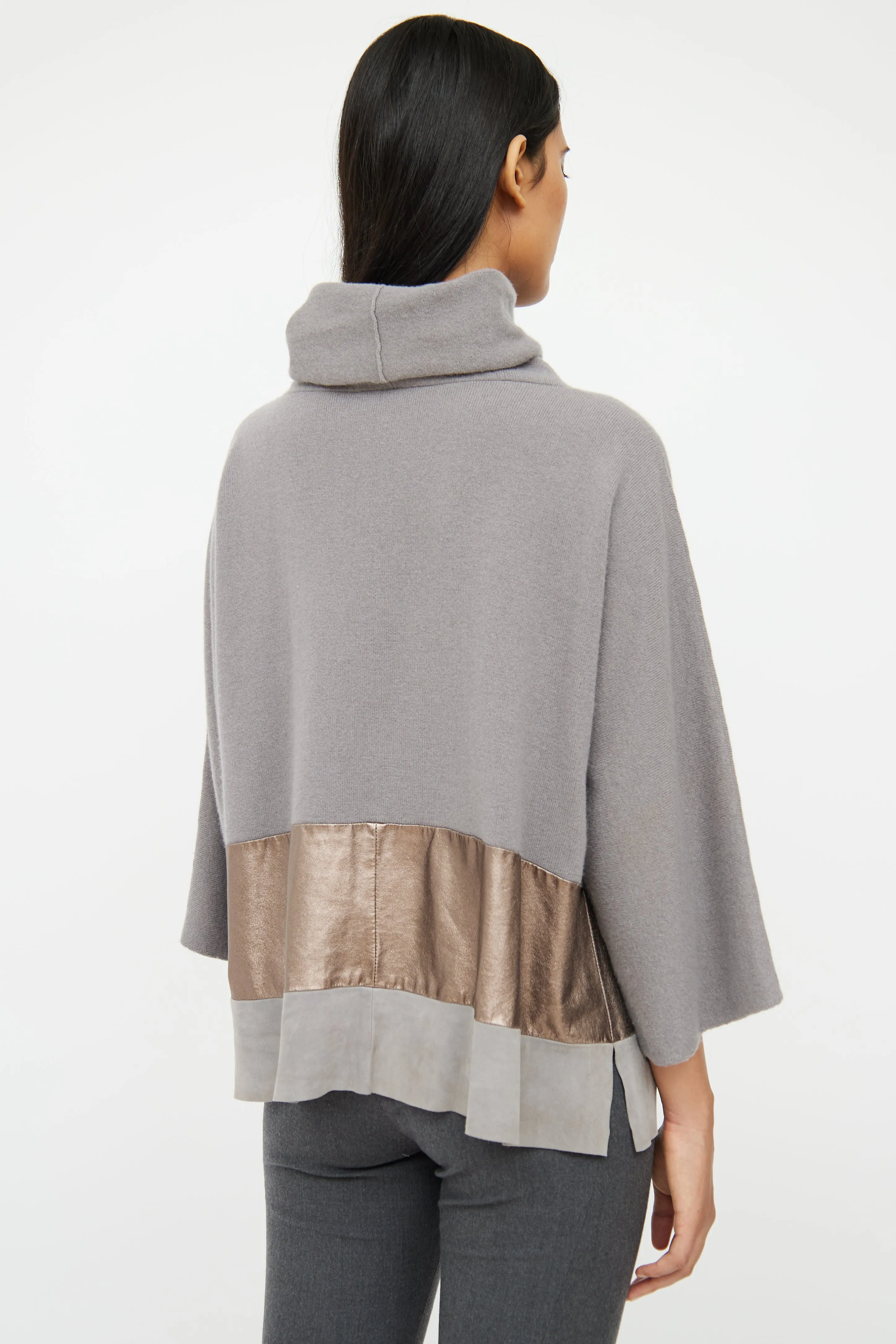 Grey & Bronze Cashmere & Suede Top
