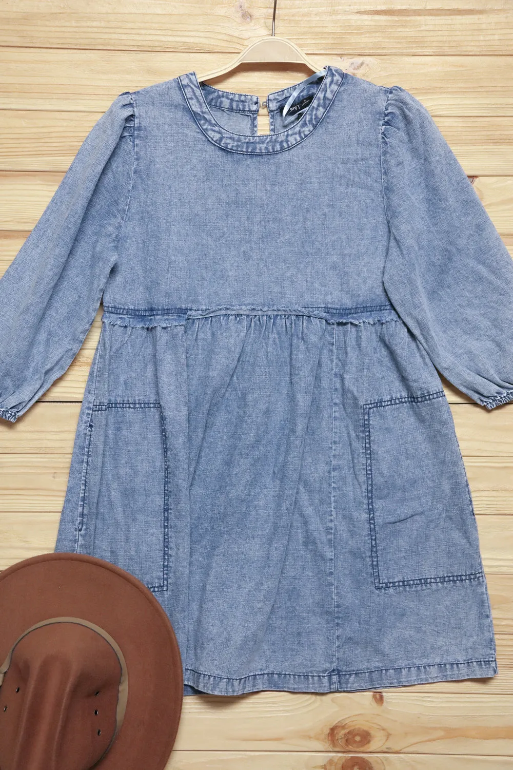 Indigo Washed Babydoll Denim Dress
