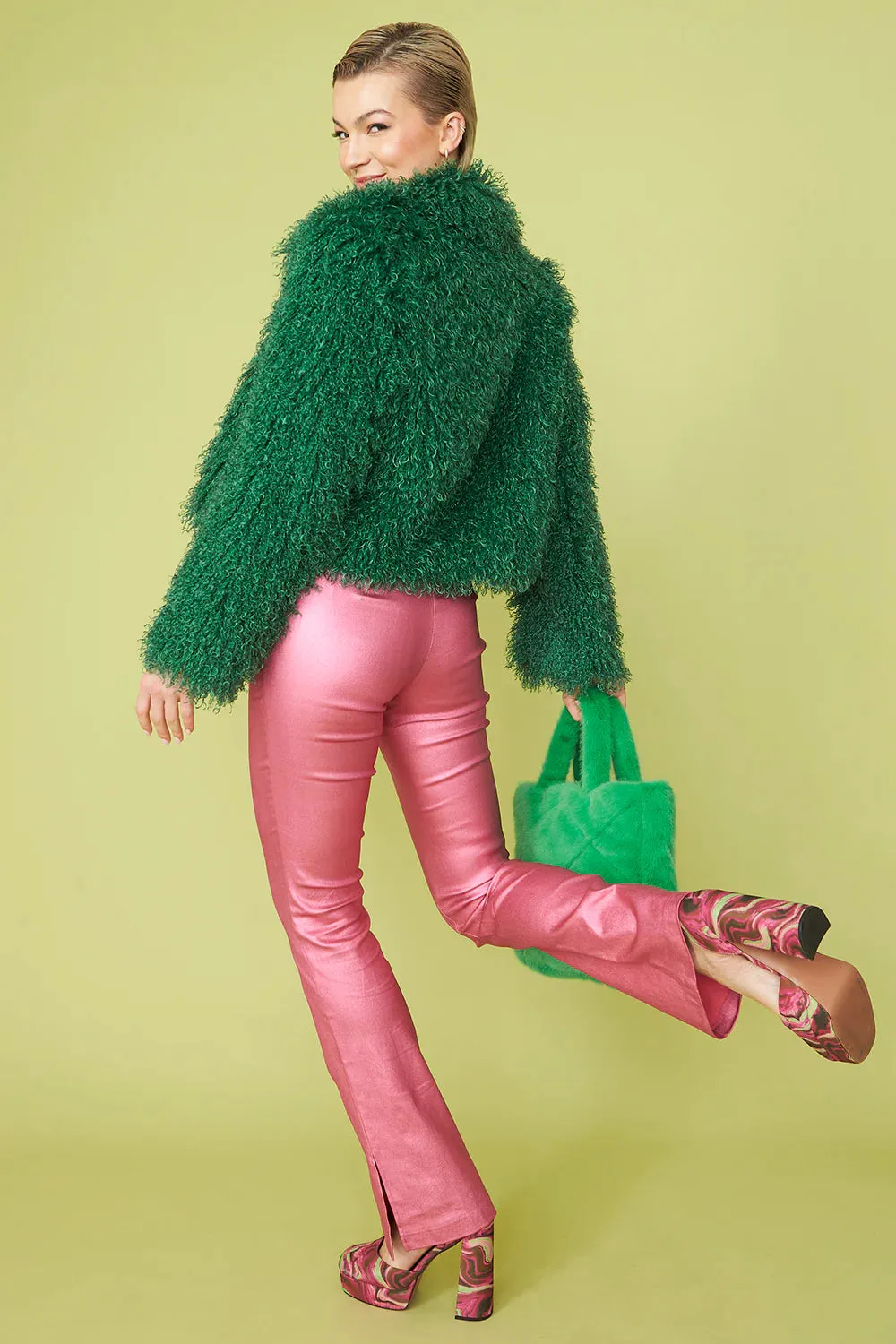 Jayley Faux Mongolian fur bamboo jacket