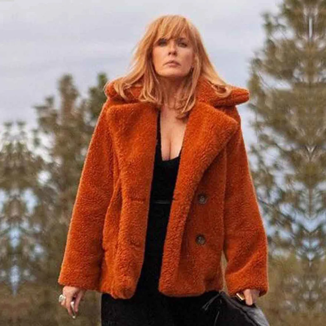 Kelly Reilly Yellowstone Beth Dutton Orange Coat