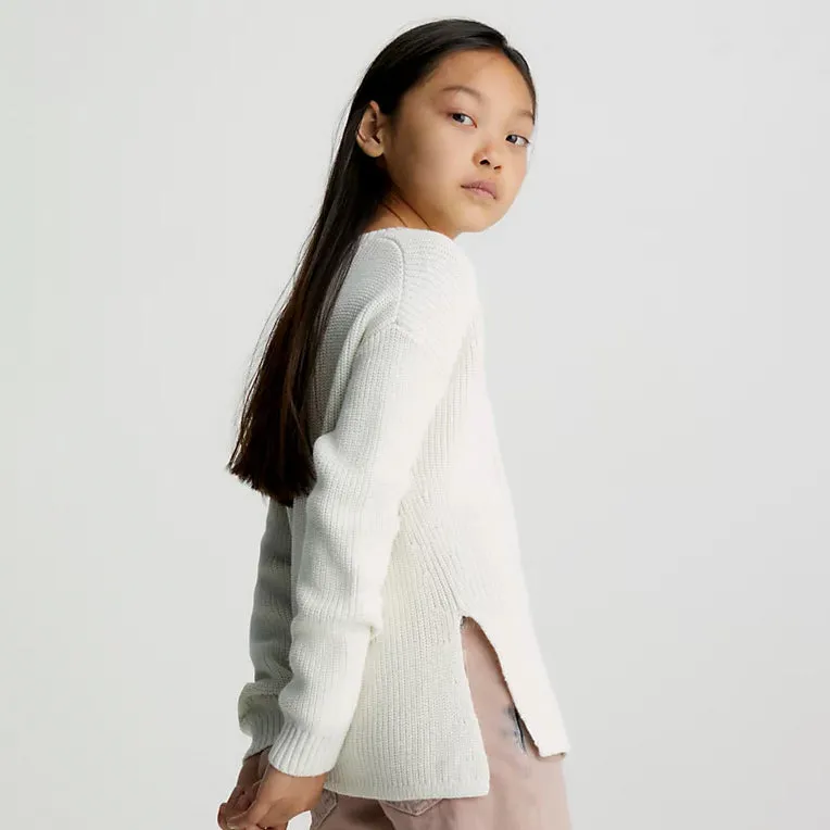 Kids Bronze Slit Sweater - Ivory