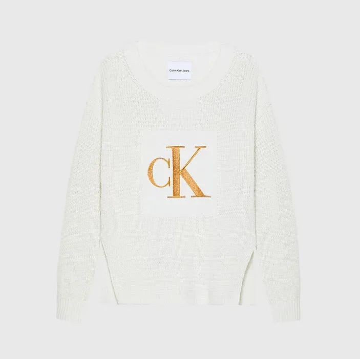 Kids Bronze Slit Sweater - Ivory