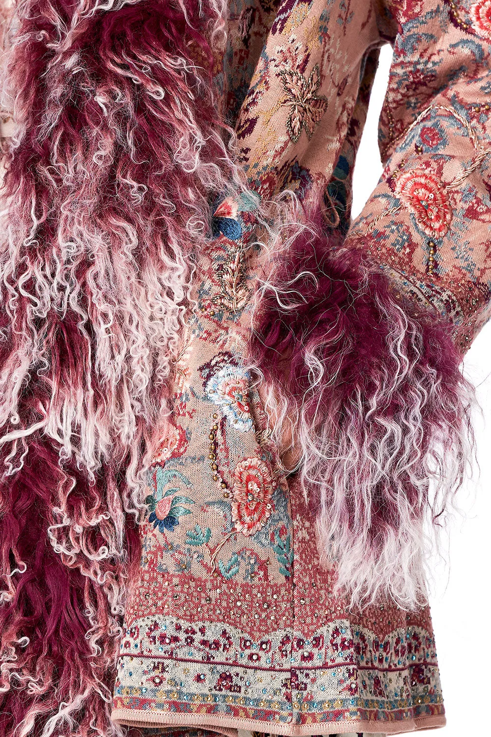 KNIT JACQUARD COAT WITH FUR ALL MY AVIGNON