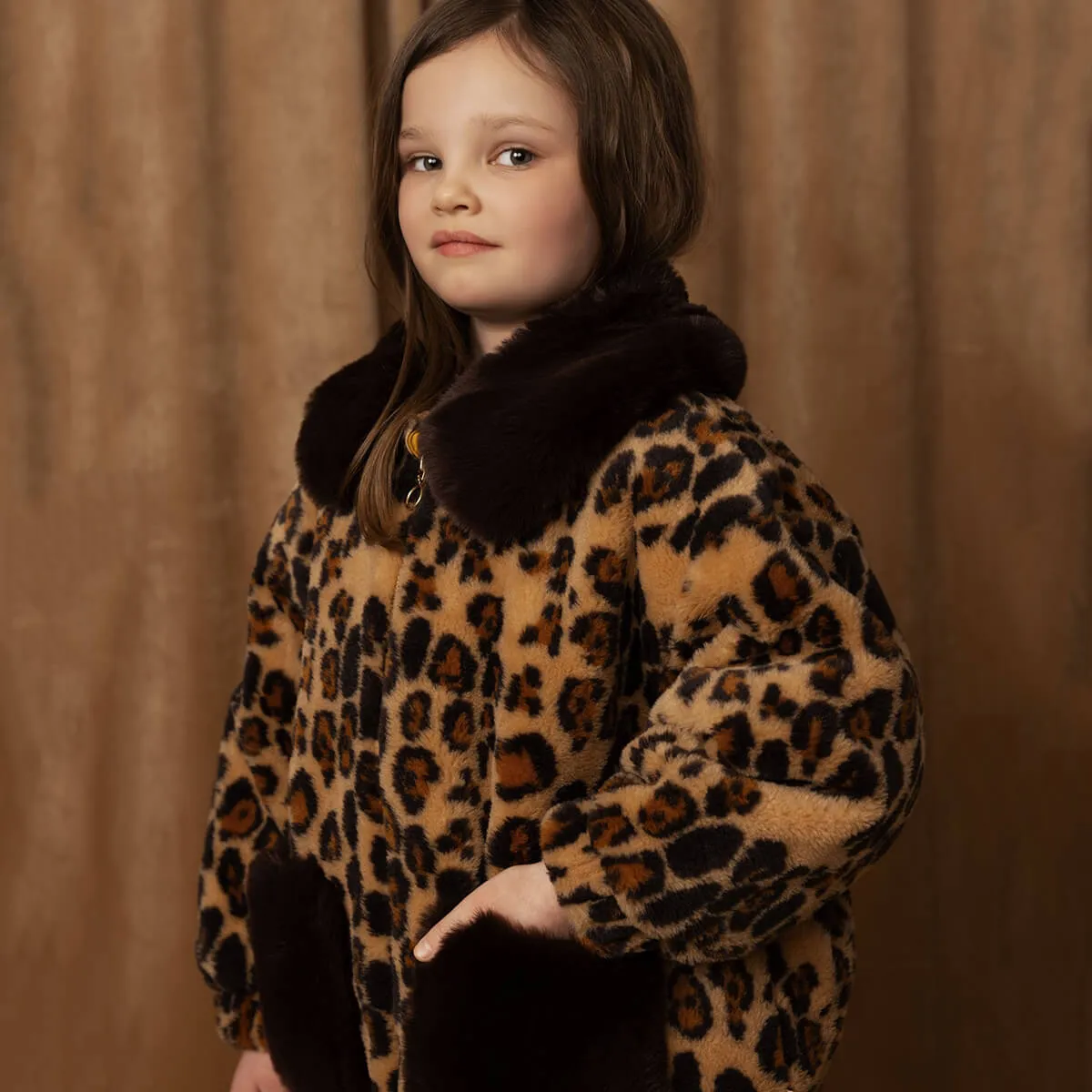 Leopard Faux Fur Jacket by Mini Rodini