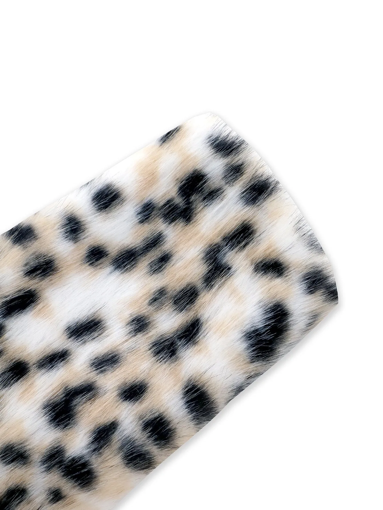 Leopard Print Hooded Fur Long Sleeve Mid Length Warm Coat