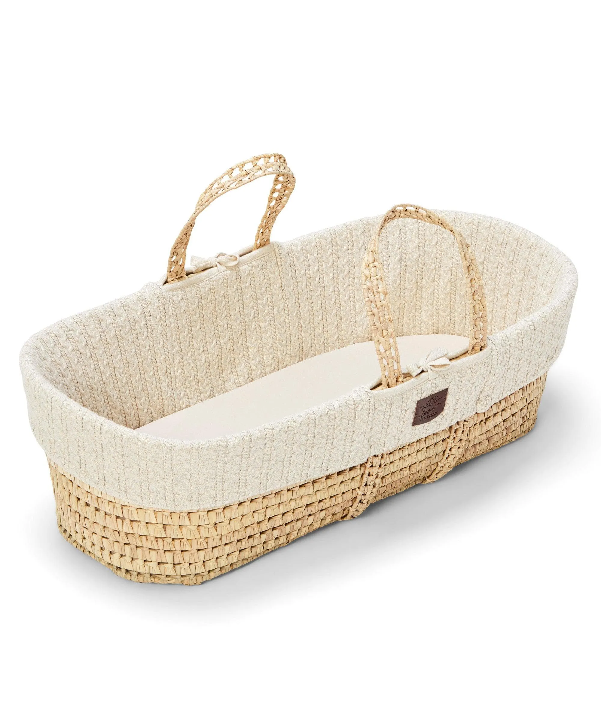 Little Green Sheep Moses Basket & Rocking Stand - Linen / Natural