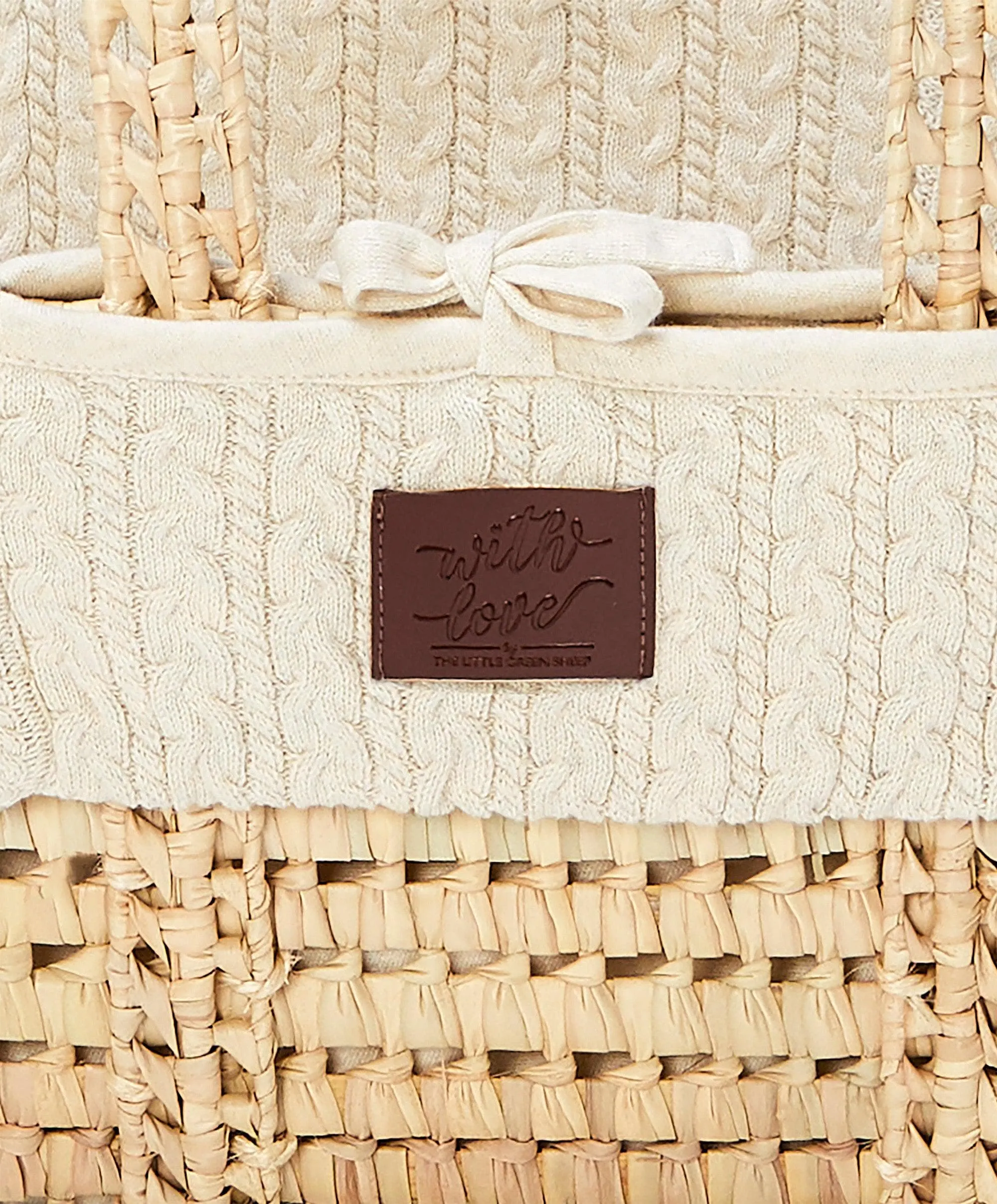 Little Green Sheep Moses Basket & Rocking Stand - Linen / Natural