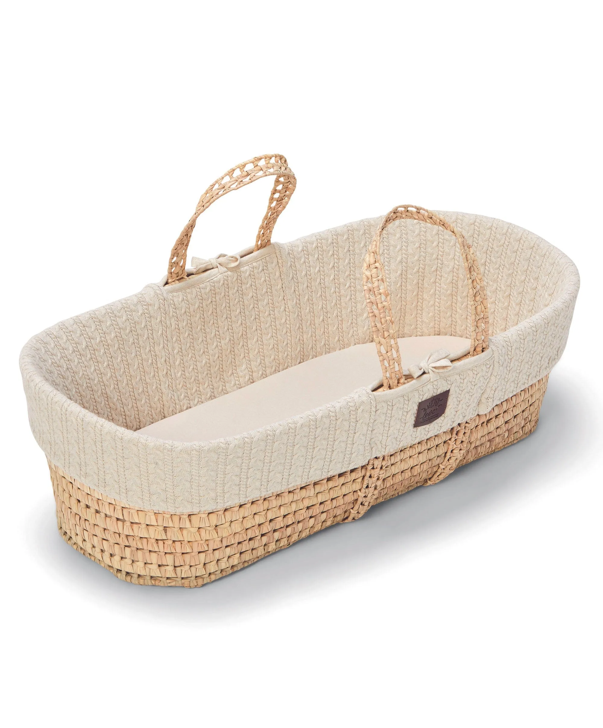 Little Green Sheep Moses Basket & Stand - Linen / Natural
