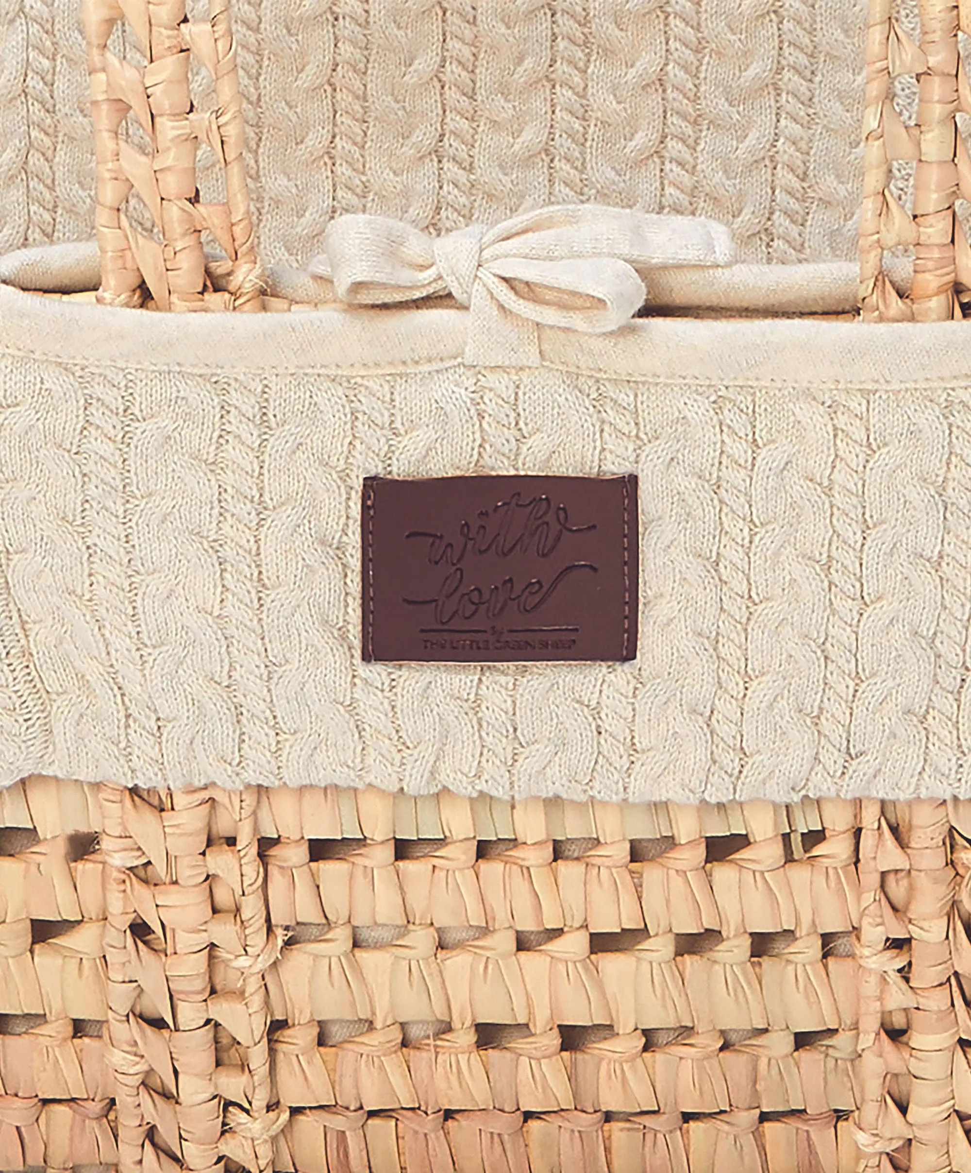 Little Green Sheep Moses Basket & Stand - Linen / Natural