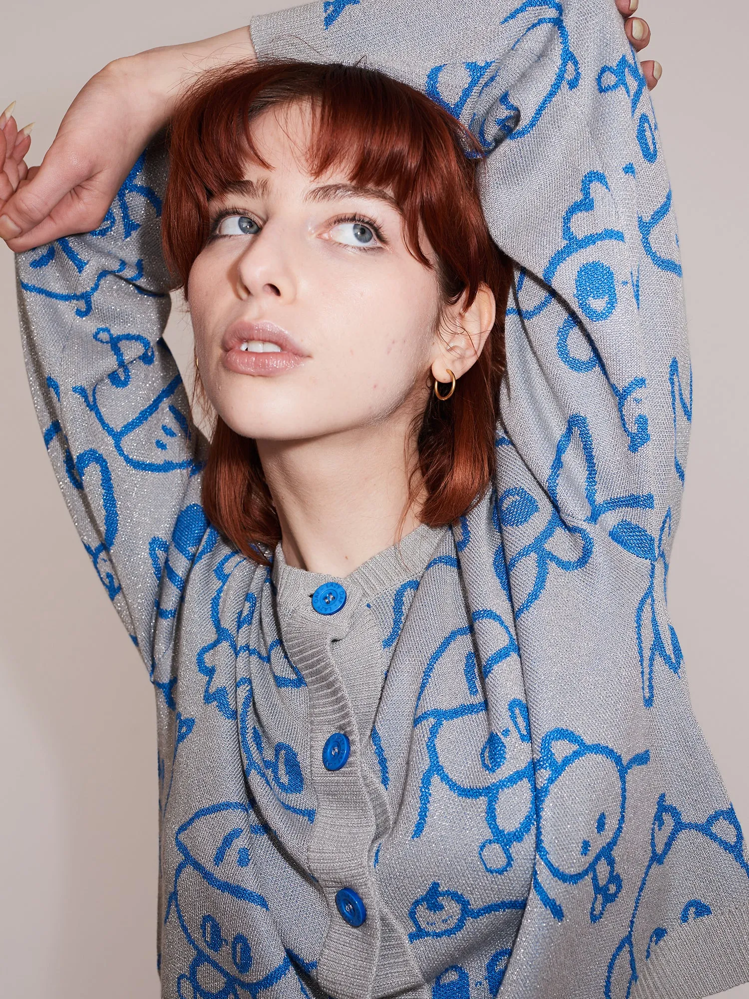 LO x Nhozagri Silver Knitted Cardigan