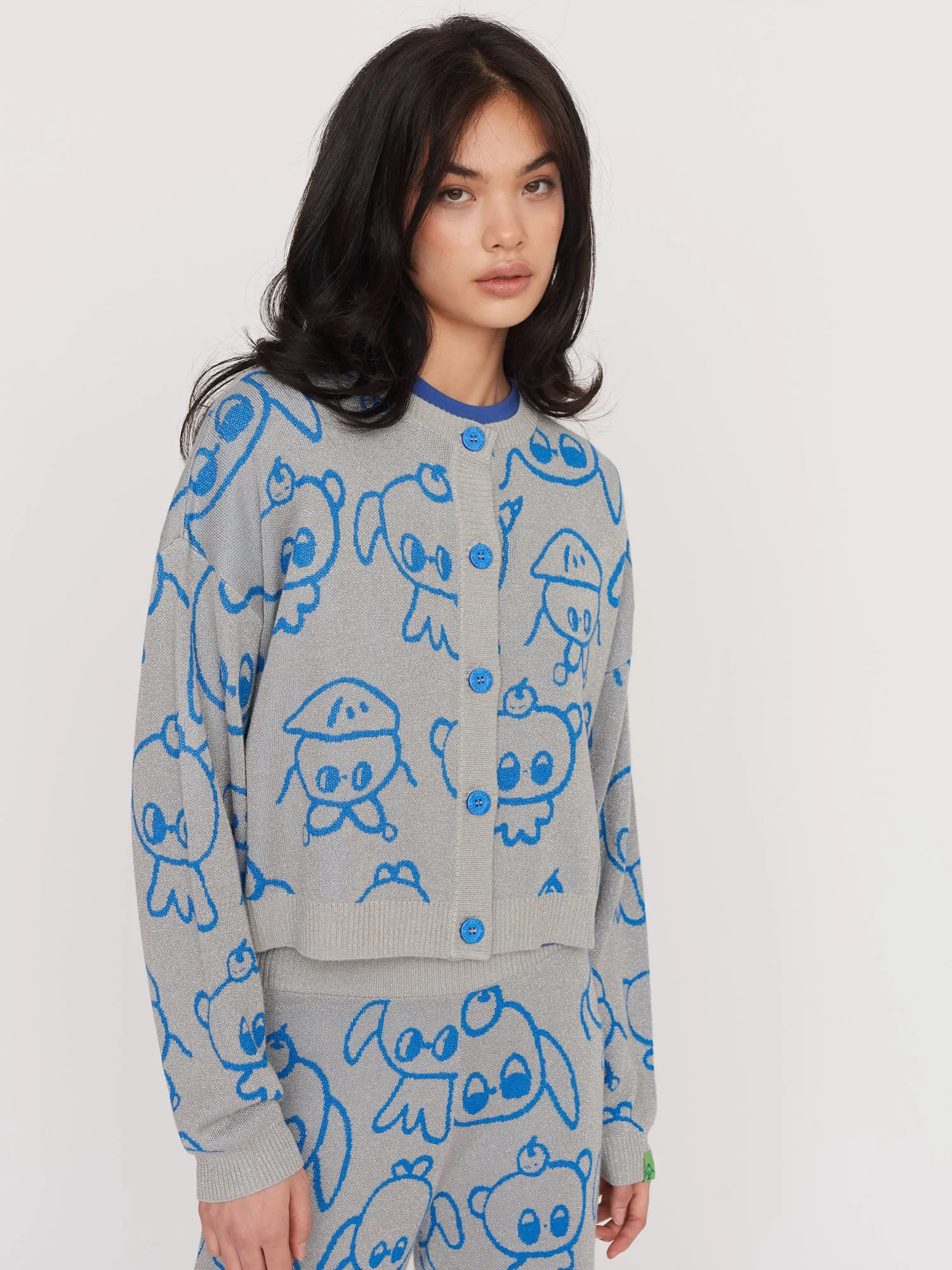 LO x Nhozagri Silver Knitted Cardigan